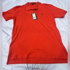 U.S. Polo Assn. Mens Medium Short Sleeve Collared Cotton Orange Polo Shirt